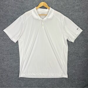Nike Golf Polo Mens XXL Solid White Tour Performance Embroidered Sleeve Swoosh